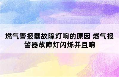 燃气警报器故障灯响的原因 燃气报警器故障灯闪烁并且响